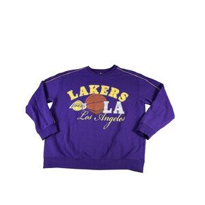 NBA LA Lakers Sweatshirt Pullover Purple Gold Sz XL Basketball Los Angeles EUC